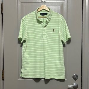 Ralph Lauren Men's Polo - Light Green With White Stripes